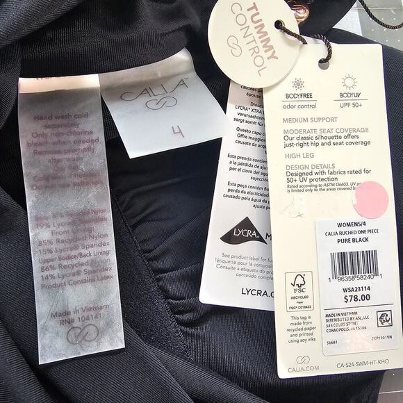 Calia by Carrie Underwood Ruched One Piece Swimsuit Womens Size 4 Black Neutral - Picture 12 of 12
